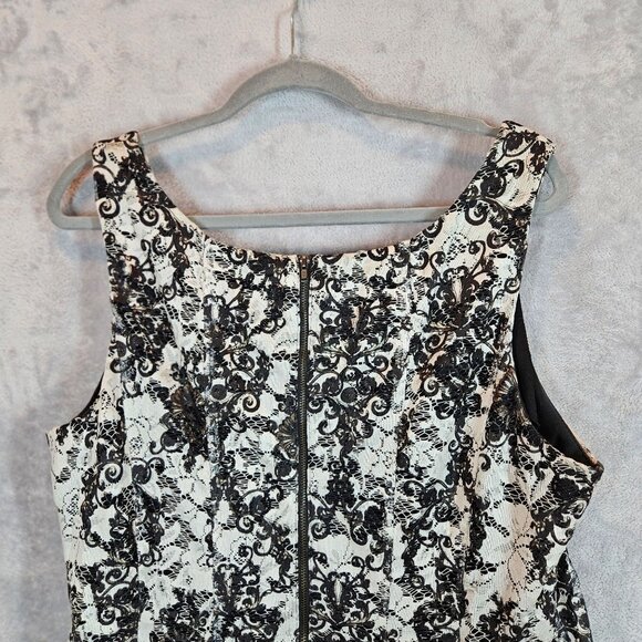 Danny & Nicole Black White Flared midi dress Womens 14 party lacy feminine - Picture 8 of 14